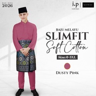 QAYRAA 2026🪔 Dusty Pink Baju Melayu Soft Cotton DEWASA Lelaki Slim Fit Cekak Musang Baju Raya Ayah- 