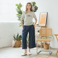 [CUMAR] Pleated Long Wide Pants Blue Black