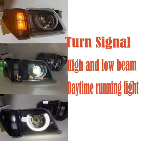 A Pair LED Car Headlight for Toyota Land Cruiser PRADO LC90 FJ90 RZJ90 VZJ95 KZJ95 1998 to 2001 8111