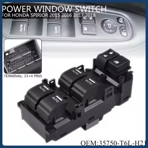 35750-T6L-H21 33+4 Pins For Honda Spirior 2015 2016 2017 2018 Front Left Electric Power Car Window M