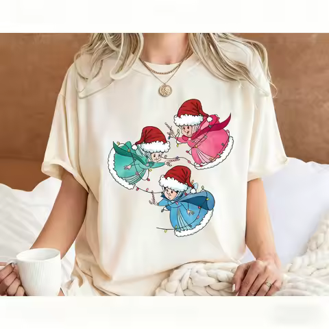 Disney Sleeping Beauty Fairy Cute Printed Pure Cotton Comfortable Plus-size Fashionable Casual Short