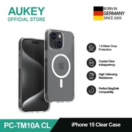 (hdk01) aukey iphone 15 series premium clear case with magsafe