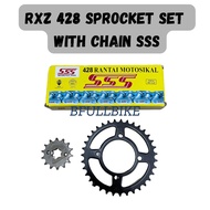 YAMAHA RXZ RXZ135 RXZ-135 RXZ 135 428 SPROCKET SET WITH CHAIN SSS SPOKET DEPAN BELAKANG SEKALI RANTA