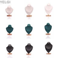 YELGI Jewelry Storage Rack, Wooden Show Necklace Display Rack,  Suede  Display Model Necklace
