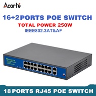 POE Switch 16 Port POE Switch Ethernet 1000Mbps network switches IEEE 802.3 af/at for POE camera