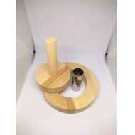 Donut Mold Set Wooden Press + Hole Punch + Wooden Ring / size 6 & 7 cm