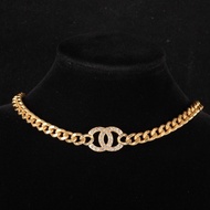 CHANEL(香奈兒)  合金 22A 雙C 水鑽logo 項鏈