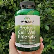 สาหร่ายคลอเรลล่า Broken Cell Wall Chlorella 500 mg 360 Tablets (Swanson®) Green Foods Formulas