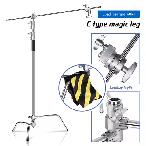 2.6M/8.5FT Stainless Steel Century Foldable Light Stand Tripod Magic Leg Photography C-Stand For Spo