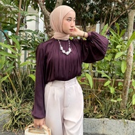 KEMEJA ASOKA Blouse BY CATCHI SEMI SILK Blouse FORMAL CASUAL BASIC Office Shirt