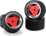 Carlomo 1/64 Scale N-Class Alloy Wheels Rubber Tires with Axles Detail Up Kits (4pcs/1 Kit) Modified