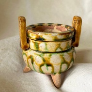 中國 唐三彩雙耳三足香爐│流暢紋理 斑駁淋漓 精緻工藝