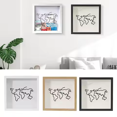 Adventure Archive Box Travel Shadow Box Photo Frame Memory Box for Ticket Stamp Collection Holder Mo