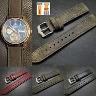 20/22  裂紋 復古做舊 牛皮錶帶 四色 （黑色 淺啡 深啡 紅磚色） 適合 : Rolex Tudor Seiko 錶帶 使用