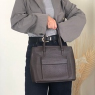【 日本直送　名牌中古包 】LOEWE ロエベ ハンドバッグ ブラウン ロゴ レザー 型押し vintage ヴィンテージ オールド zfvfp7