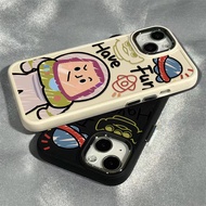 Creative Hand Drawn Bath Lightyear Pattern Phone Casing Compatible for IPhone 15 13 14 12 11 X XR Xs Max 14pro Se2020 7/8 Plus Silicone Shockproof Square Border Frame Case