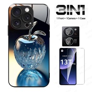 3 in1 Blue Crystal Apple Case For OPPO A1 5G A1pro A2pro A2 5GA3 A3pro A3X A5X A5pro Anti-knock Temp