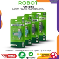 Robot Flashdisk ROCCO108 ROCCO116 ROCCO132 ROCCO164 8GB 16GB 32GB 64GB Dual OTG Interface USB and Ty