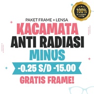 Kacamata Anti Radiasi Minus (-0.25 s/d -15.00) - GRATIS FRAME / Frame Bebas Pilih Di Etalase Toko