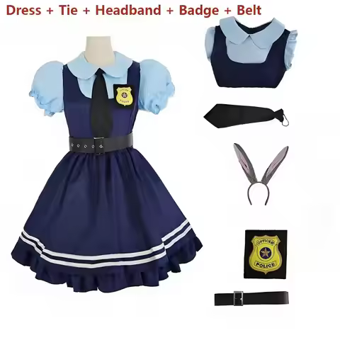 Judy Hopps Cosplay Dress Zootopia Bunny Costume for Women Carnival Party Outfit Police Rabbit Hallow