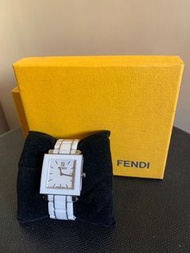 Fendi  手錶 White Ceramic And Stainless Steel Quadro Women's Wristwatch 25 mm