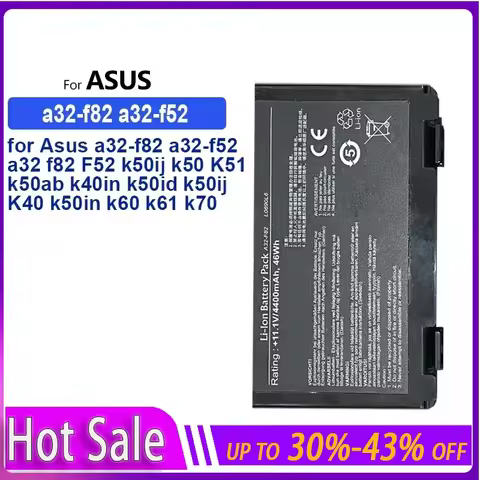 Laptop Battery A32-F82 For Asus F52 F82 K40 K40lJ K40lN K401J-E1 S K40E K50 K50ij K51 K60 K61 K6C11 