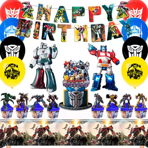 29 Pcs Transformers Party Decorations-Transformers Balloon Banner Cake Topper Tablecloth etc Transfo