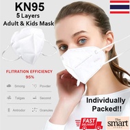 [ จัดส่งแบบจุดในประเทศไทย] 20Pcs KN95 Face Mask 5 Ply Disposable Mask Pm2.5 Dustproof Collapsible N95 Mask Soft Breathable Mask Anti Particle Masker Mouth Cover 5 Layers of Protection Mask Suitable for children, young and old