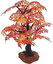 Baluue Maple Tree Model, Simulated Bonsai Architecture Tree, Tabletop Fake Autumn Tree Figurine for Harvest Spring Wedding Party Decoration Red