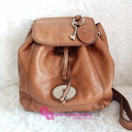 Preloved VGC Fossil Maddox Drawstring Backpack Ransel Kulit Chestnut