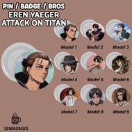 EREN YAEGER ATTACK ON TITAN PIN GIFT CUTE ANIME ROUND BADGE BROOCH CUSTOM PRINT SEMAUMUG