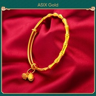 ASIX GOLD 916 Gold Womens Bracelet Korean Gold Bangkok Lucky Bamboo Lotus Pendant