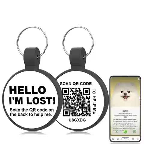 Dog Accessories QR Code Dog Tag, Cat Tags, No Subscription Fee,Online Pet Contact, Scan QR Receive I