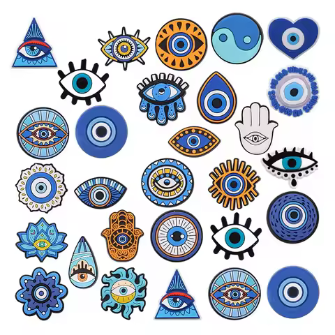 Evil Eye Shoe Charms for Crocs Accessories Blue Eyeball Monster Badge Women Buckle Kids Pins Decorat