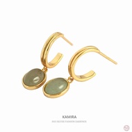 KAMIRA 925 Sterling Silver Fashion Luxury Natural Green Aventurine Pendant Drop Earrings for Women P