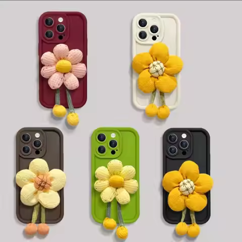 Cute Plush Sunflower Phone Case For Realme 5 6 7 8 9 10 11 12 13 14 Pro Plus 5G 4G 5i 7i 8i 9i 12 Li