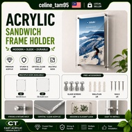 A1/A2 Sandwich Wall Mounted Acrylic Frame / Poster Frame / Advertisement Frame / Certificate Frame