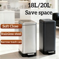 Stainless Steel Trash Bin With Pedal 15L/18L/20L Trash Can With Cover Room Office Bathroom Kitchen
