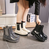 LdgNew Ladies' Short Rain Boots Classic Korean Style Stylish Rain Boots Waterproof Shoe Cover Women Non-Slip Rubber Shoe