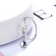 Japanese Korean Hollow Cat Bell Ring Su Cat Open Ring Jewelry Student