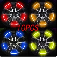 NEW 10pcs Car Hub Reflective Sticker Car accessories Decorative Strips General for use of bicycle automobile and motorcycle tyre