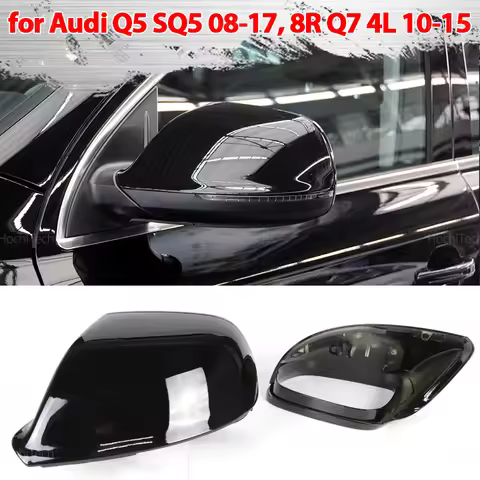 2x Carbon Fiber Style/Black Side Mirror cover Caps Shell for Audi Q5 SQ5 08-17, 8R Q7 4L 10-15 witho