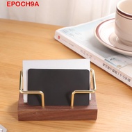 EPOCH9A Business Card Holder, Walnut Wood Tabletop Shelf Wooden Card Holder, Fashion Metal Card Stor