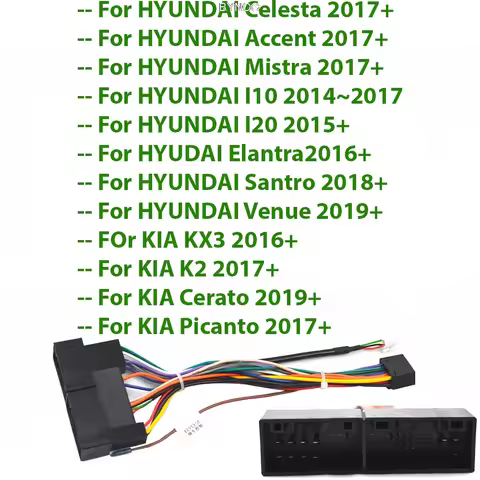 Car Radio Cable For Hyundai Celesta I10 I20 KIA KX3 K2 Cerato 16pin Power Wired Harness Android Mult