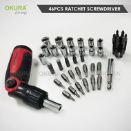 OKURA 46PCS Ratchet Screwdriver Set Hand Tools Box Set Tools Household Kits Hardware Toolbox Set Rep