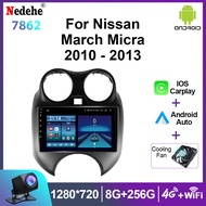 9" QLED Monitor Android 14 player For NISSAN MARCH 2010 - 2016 Carplay Auto Stereo Wifi 4G With mask