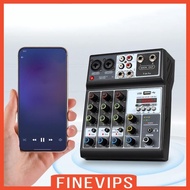 [Finevips] Audio Mixer Support Bluetooth 5.0 USB Portable 4 Channel 48V Power DJ Mixer for Computer