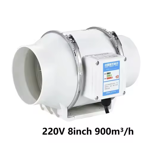 220V 8inch 900m³/h Household Circular Duct Fan Strong Wind Pipeline Ventilator Kitchen Fume Exhaust 