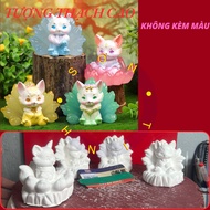 Colored plaster statue, 9-TAILED fox NINE-TAILED fox (Color not included)