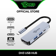 DMES DH3 Type-C 4-1 Multi Function USB Hub Adapter with Expansion Port USB 3.0 x2, Type C PD Port x1, HDMI Port x1